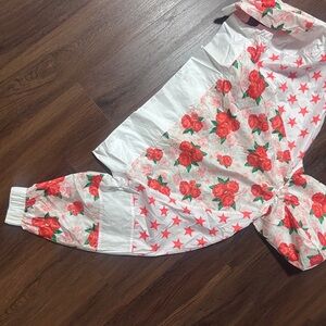 adidas White and Red Floral Kids Pajama Set